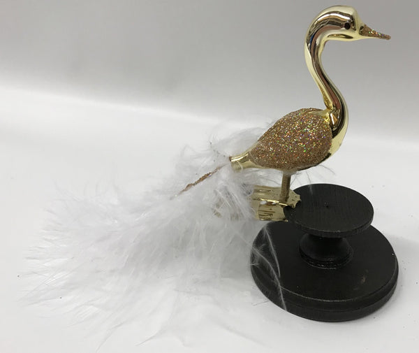 Small Gold Glittered Swan Ornament by Glas Bartholmes