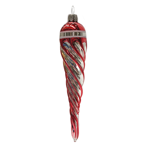 Red and Silver Icicle Ornament by Glas Bartholmes