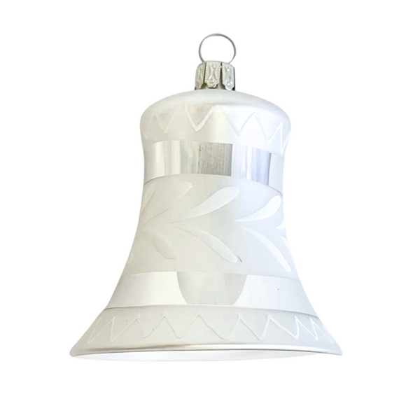 Bell, 7cm, silver and white branch by Glas Bartholmes