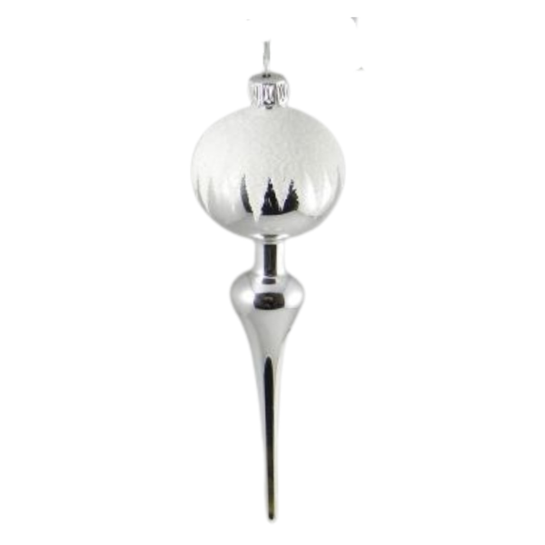 Silver Spike with Frosted Top Ornament by Glas Bartholmes