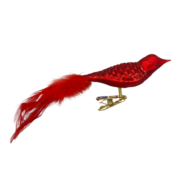 Waffle Pattern Bird, small, red by Glas Bartholmes