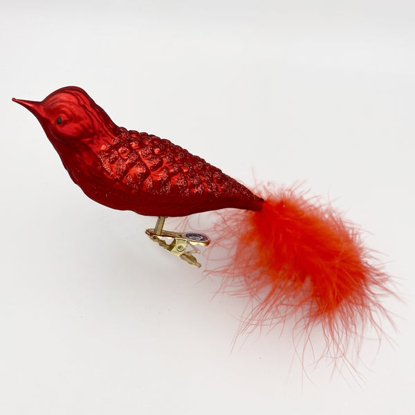 Waffle Pattern Bird, red by Glas Bartholmes