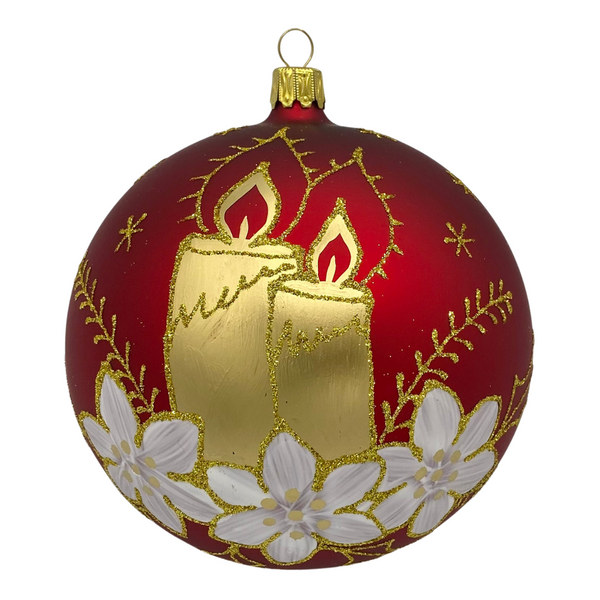 Ball with Advent Candles, matte red by Glas Bartholmes