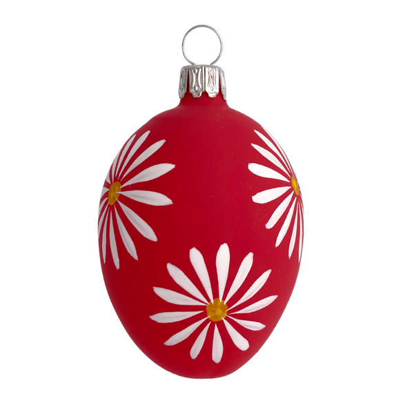 Egg with Daisies, red by Glas Bartholmes