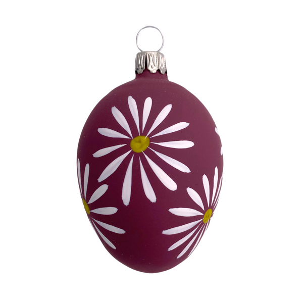 Egg with Daisies, bordeaux by Glas Bartholmes