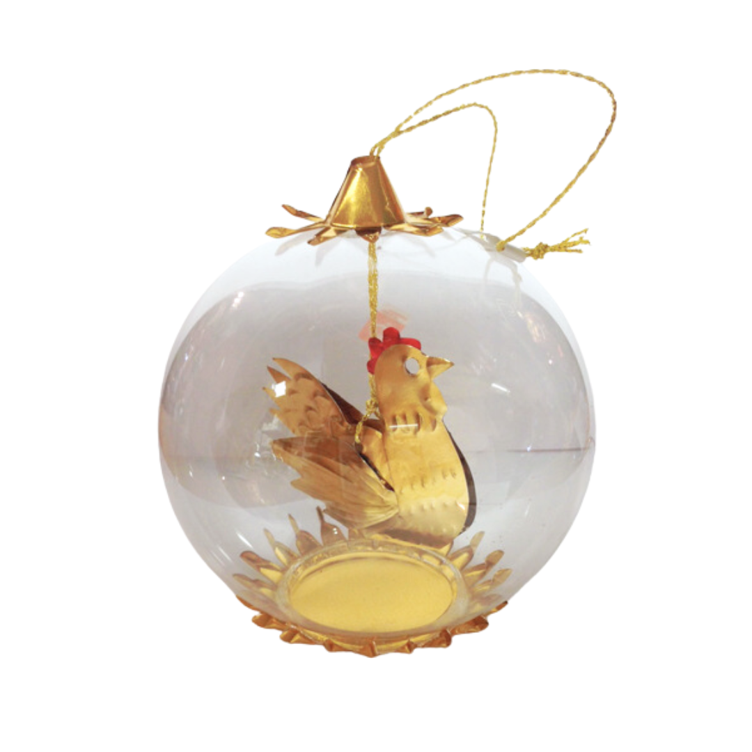 12 Days of Christmas by Resl Lenz, Three French Hens Foil Ornament, gold