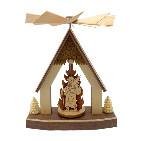 House with Santa Motif Miniature Pyramid by Harald Kreissl