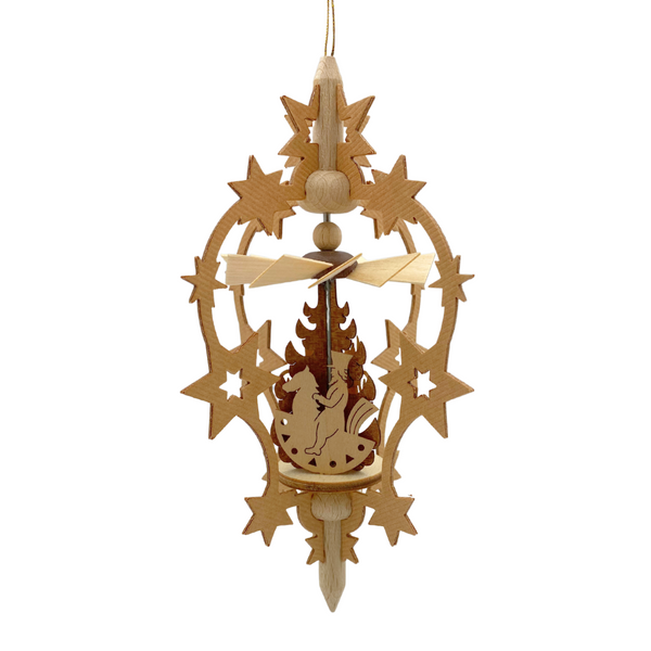 Natural Star Frame with Erzgebirge Figures Motif Pyramid Ornament by Harald Kreissl