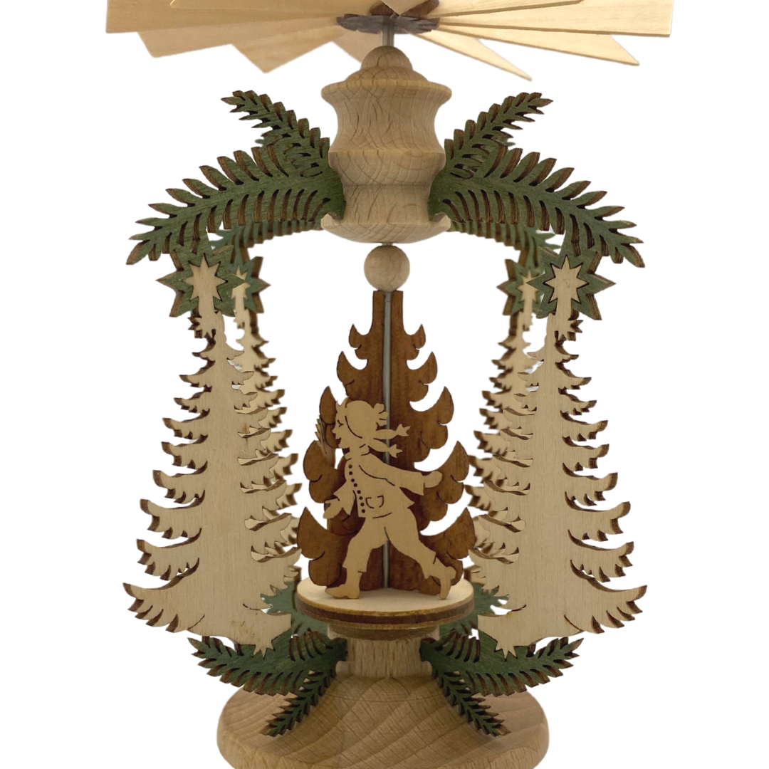 Branch and Tree Frame with Children and Snowman, Table Pyramid by Harald Kreissl