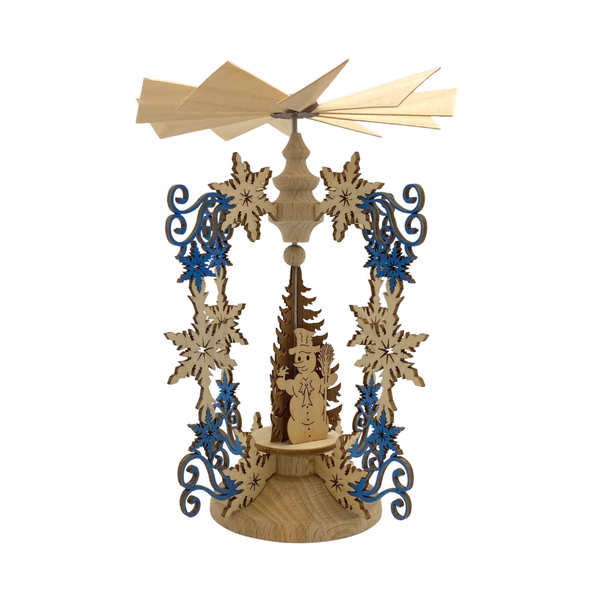 Winter Crystal Frame with Snowman and Children, Table Pyramid by Harald Kreissl
