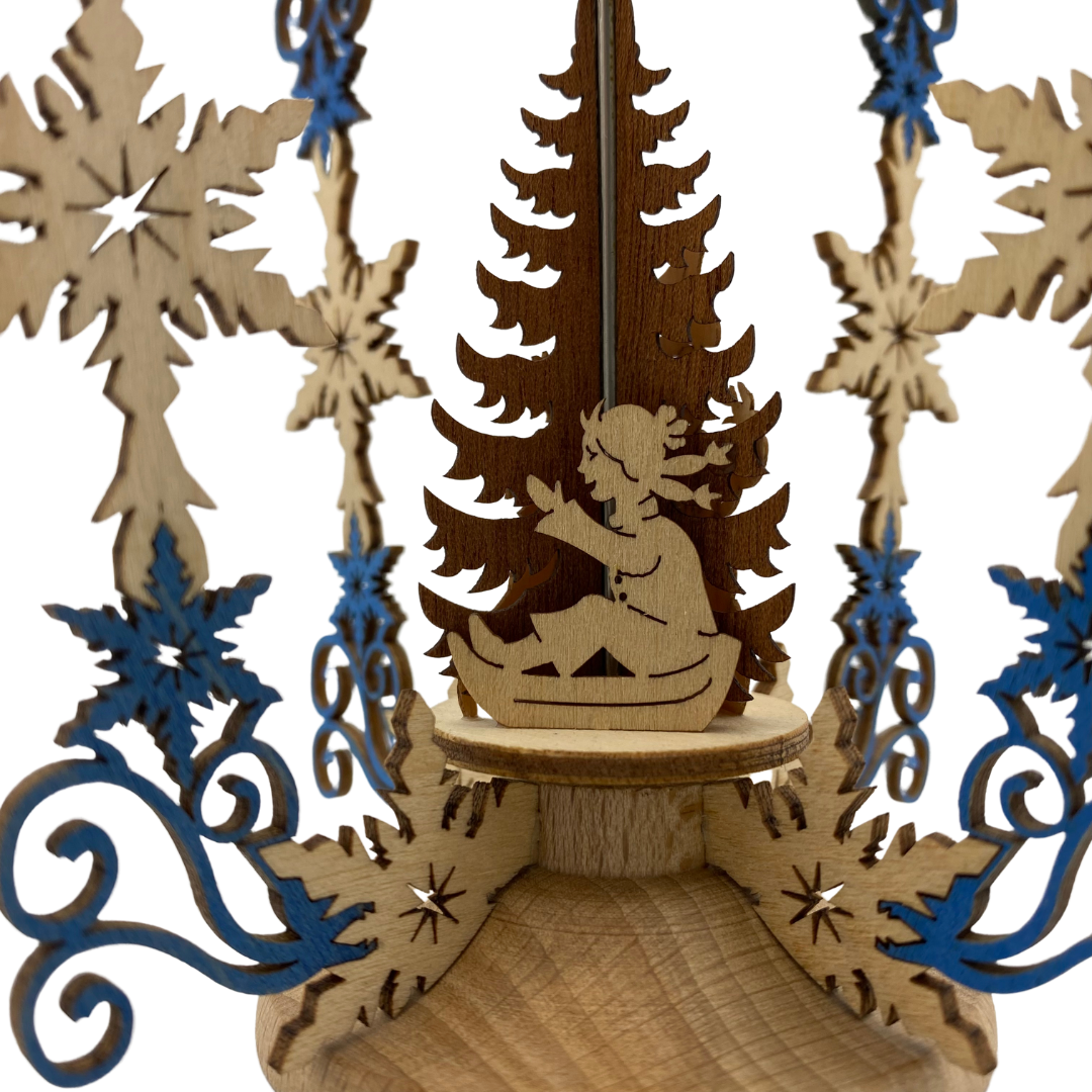 Winter Crystal Frame with Snowman and Children, Table Pyramid by Harald Kreissl