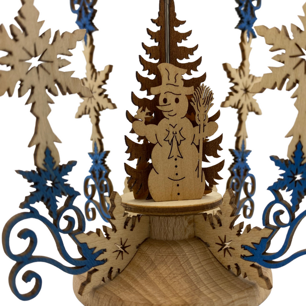 Winter Crystal Frame with Snowman and Children, Table Pyramid by Harald Kreissl