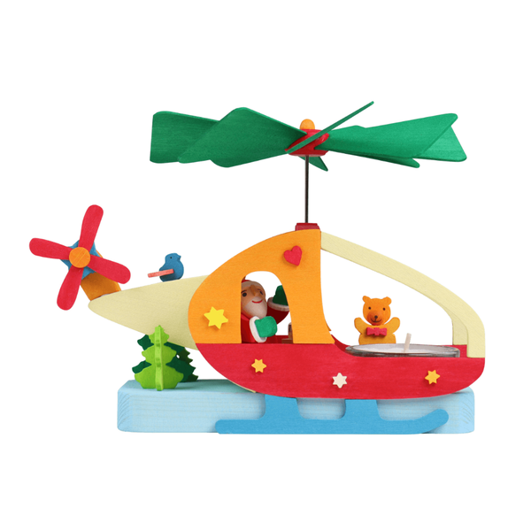 Tea Light Pyramid, Santa in a Helicopter by Graupner Holzminiaturen