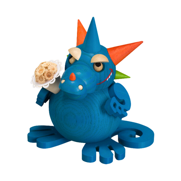 Papa Dragon, blue, Incense Smoker by Seiffener Volkskunst