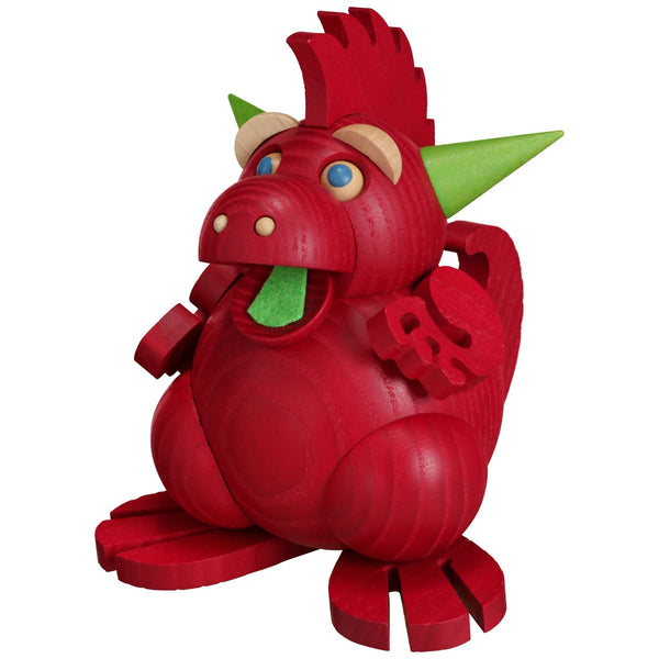 Fire Breathing Dragon, red, Incense Smoker by Seiffener Volkskunst