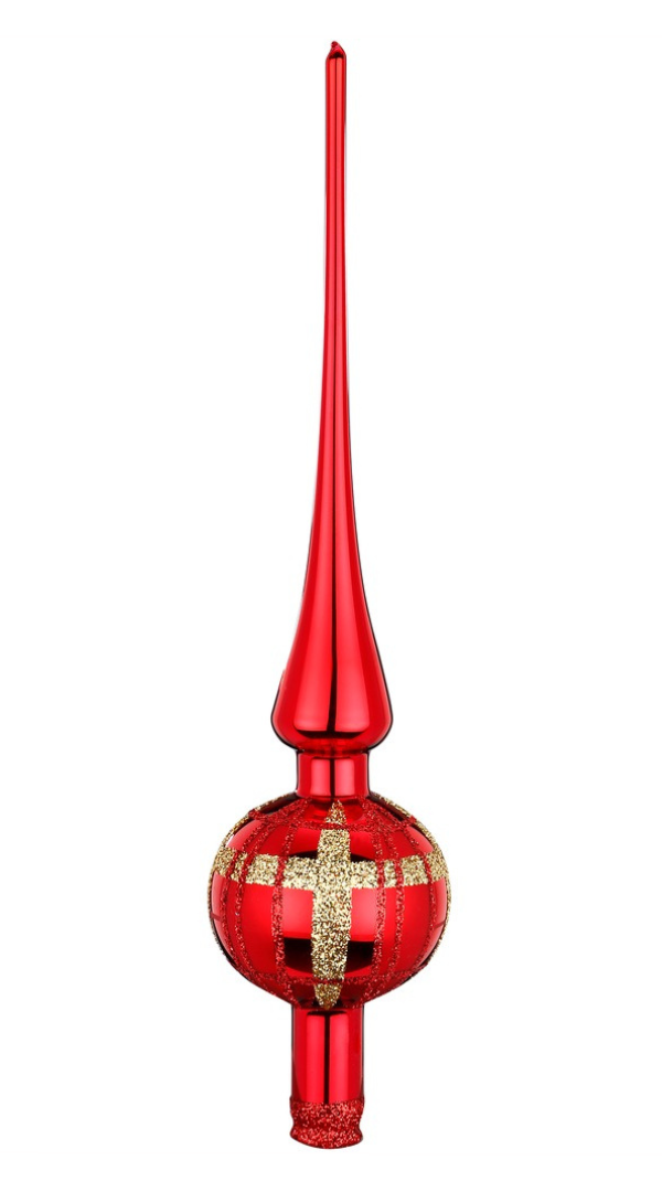 Twisted Lines Tree Topper, red shiny by Inge Glas of Germany