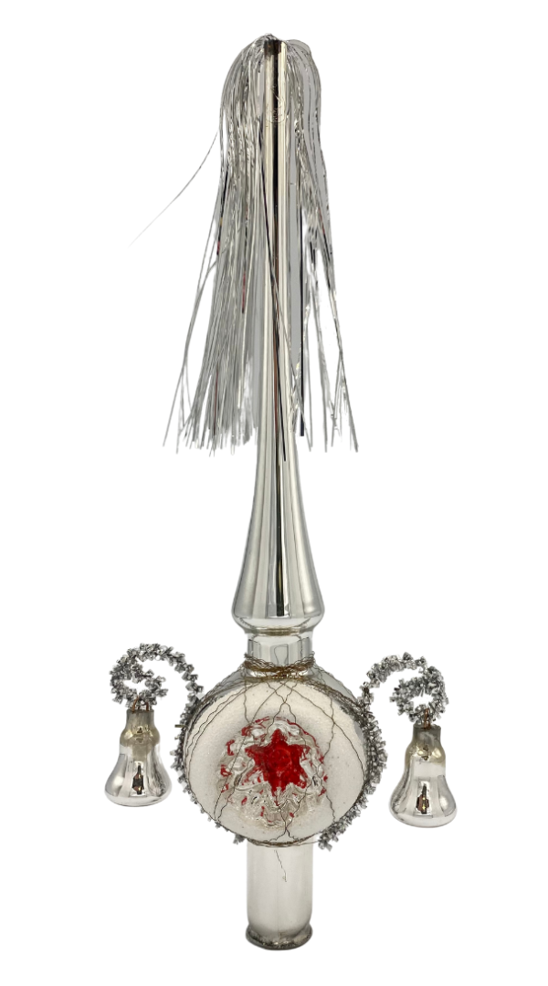 Silver reflector spire, wire, tinsel, and Tree topper by Inge Glas of Germany
