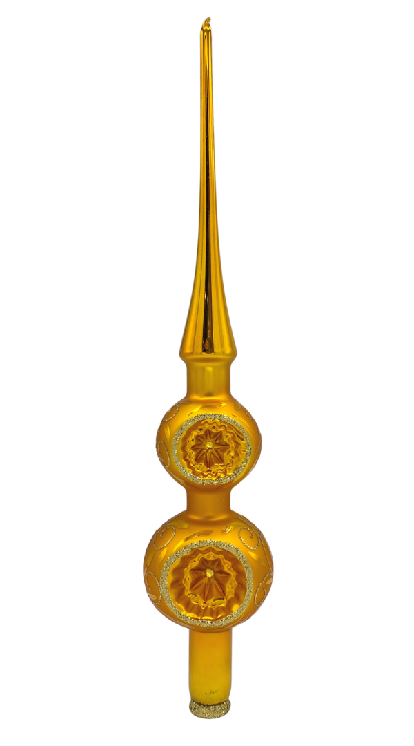 Tree Topper with 2 Reflectors, gold with leaves and swirls by Old German Christmas