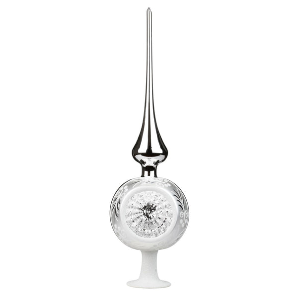 Traditional Reflection Tree Topper, silver shiny, 36cm by Inge Glas of Germany
