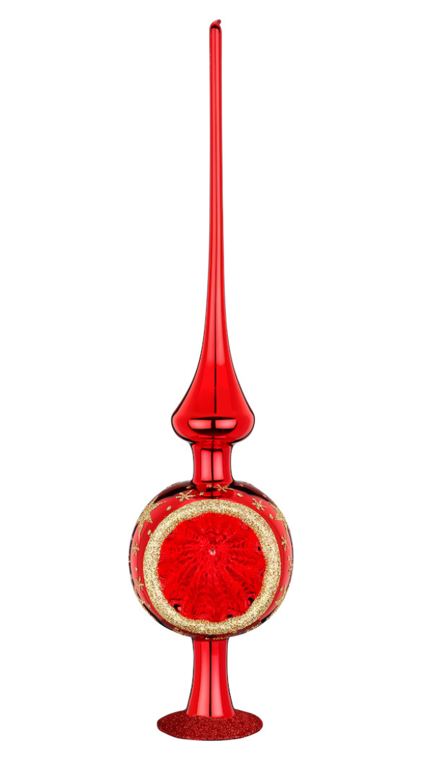 Sparkling Sky Reflector Tree Topper, red shiny, 33cm by Inge Glas of Germany