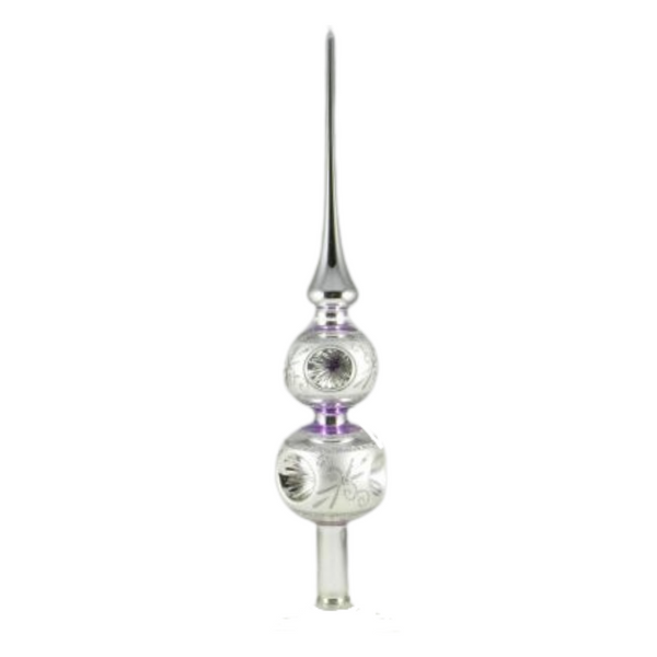 Capped Reflector Ball and Point Finial, purple Tree Topper by Glas Bartholmes