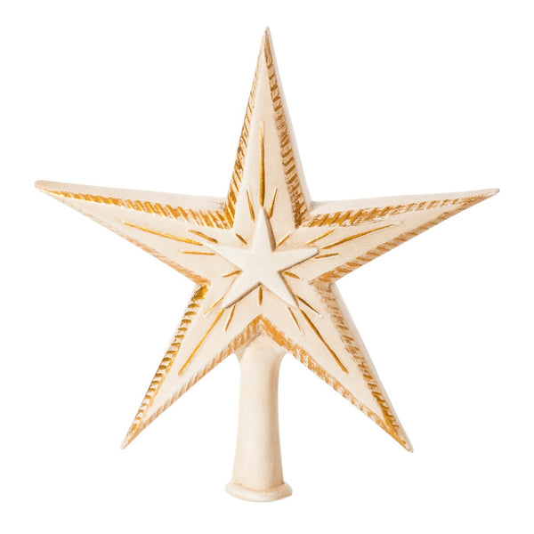 Binary Star Tree Topper, antique white, small by Marolin Manufaktur