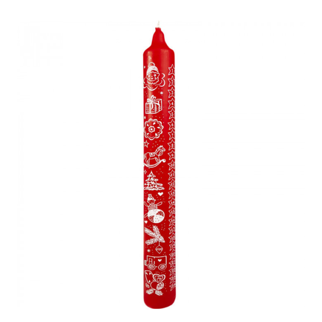 Red and White Advent Calendar Candle by EWA Kerzen
