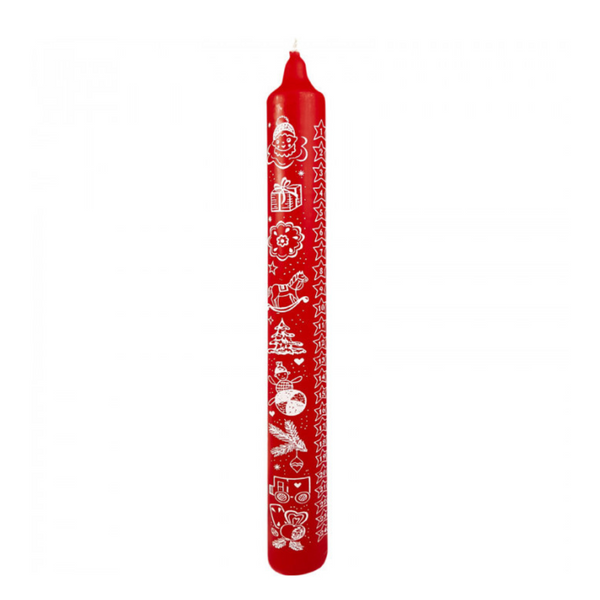 Red and White Advent Calendar Candle by EWA Kerzen