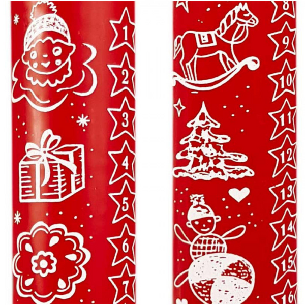 Red and White Advent Calendar Candle by EWA Kerzen
