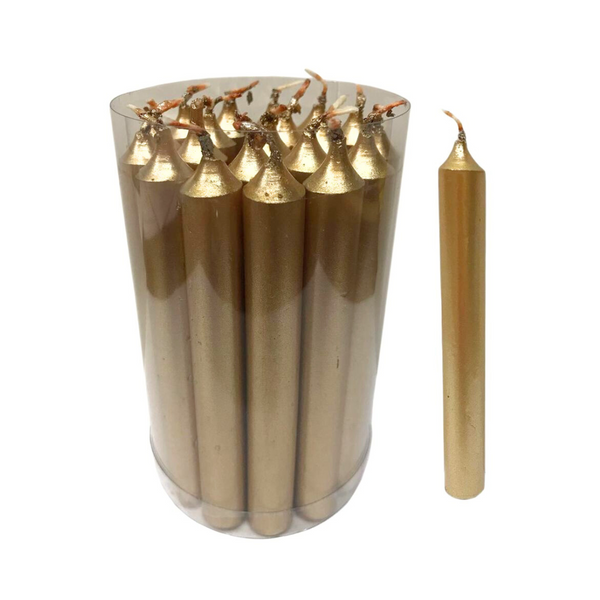 Tree Candle, Gold, 13 mm 20 pack cylinder by EWA Kerzen