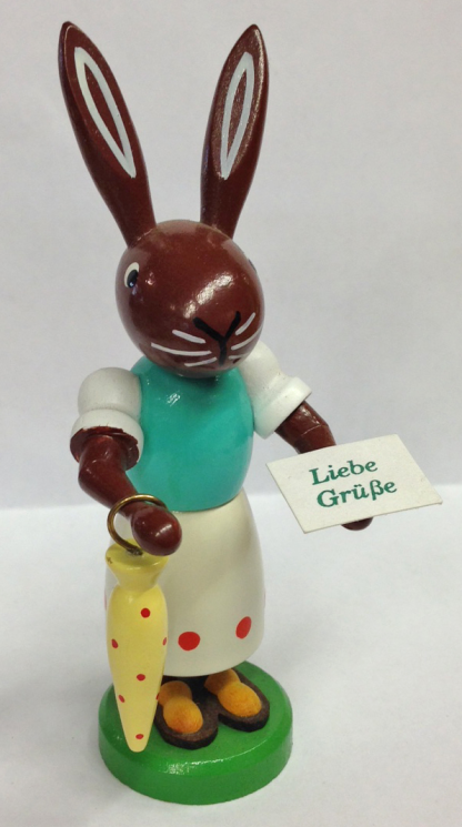 Rabbit with Yellow Umbrella Wooden Figurine by Thomas Preissler