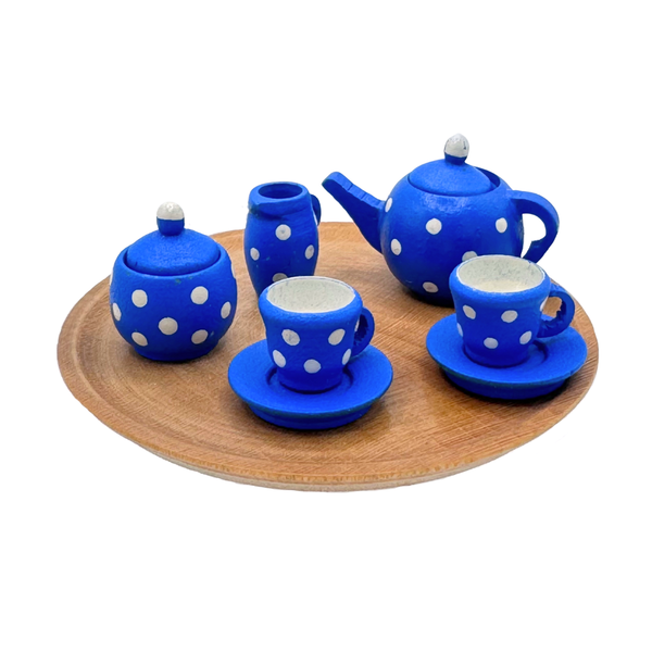 Tea Set, blue, miniature figures