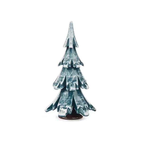 Carved Tree, green with snow, 9.5 cm by Erzgebirgische Holzkunst Gahlenz