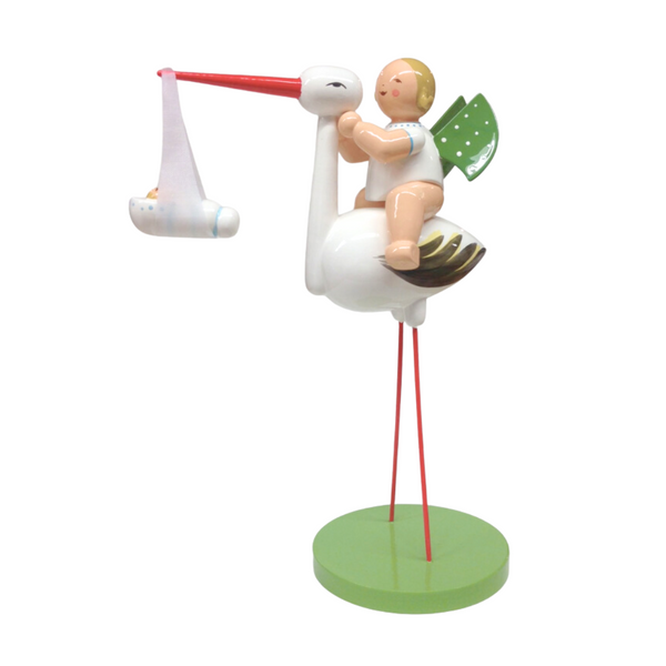Angel on Stork with Boy by Wendt und Kuhn