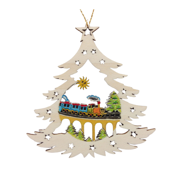 Tree with Train Wood Ornament by  Wandera GmbH