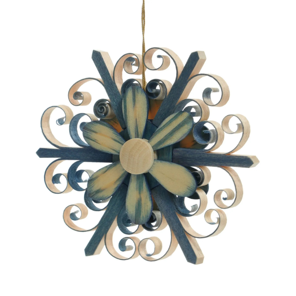 Hanging Star with Blossom, blue by Martina Rudolph