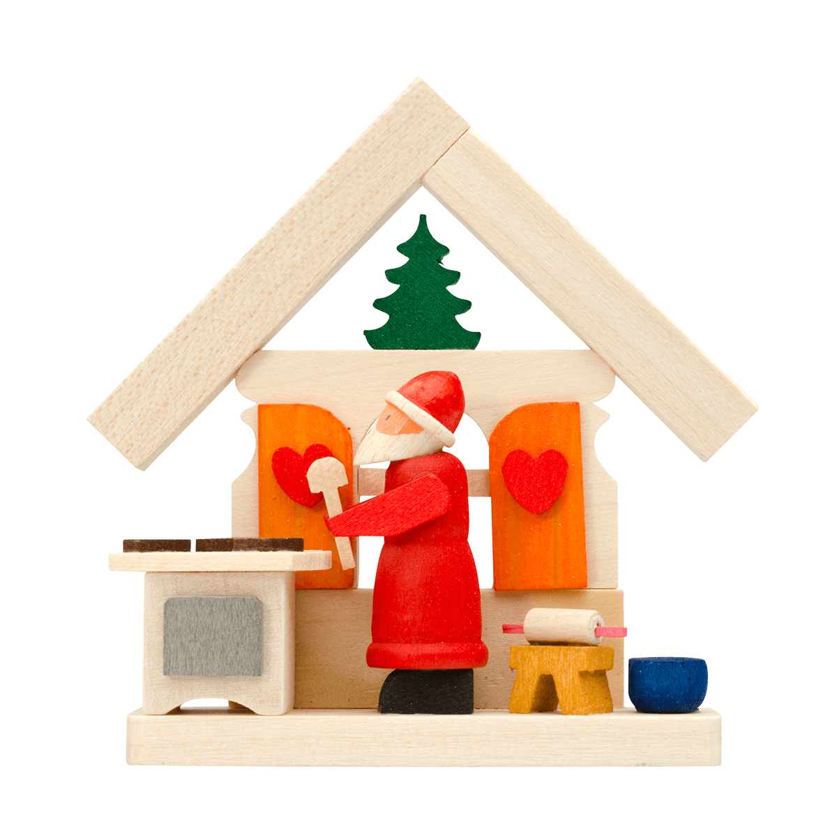 House Ornament with Figures by Graupner Holzminiaturen