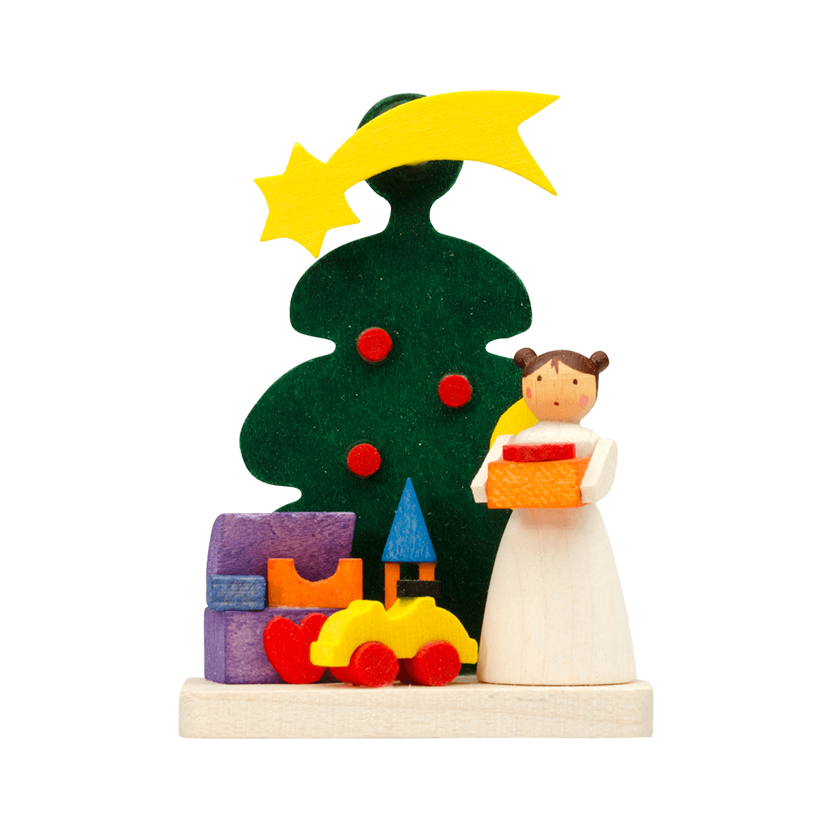 Green Tree with Angel Ornament by Graupner Holzminiaturen