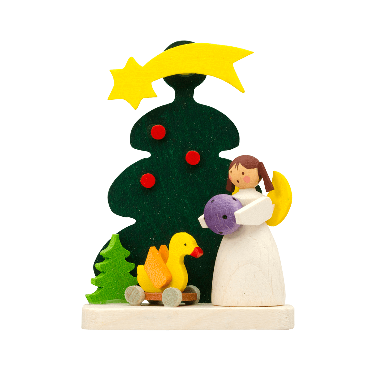Green Tree with Angel Ornament by Graupner Holzminiaturen