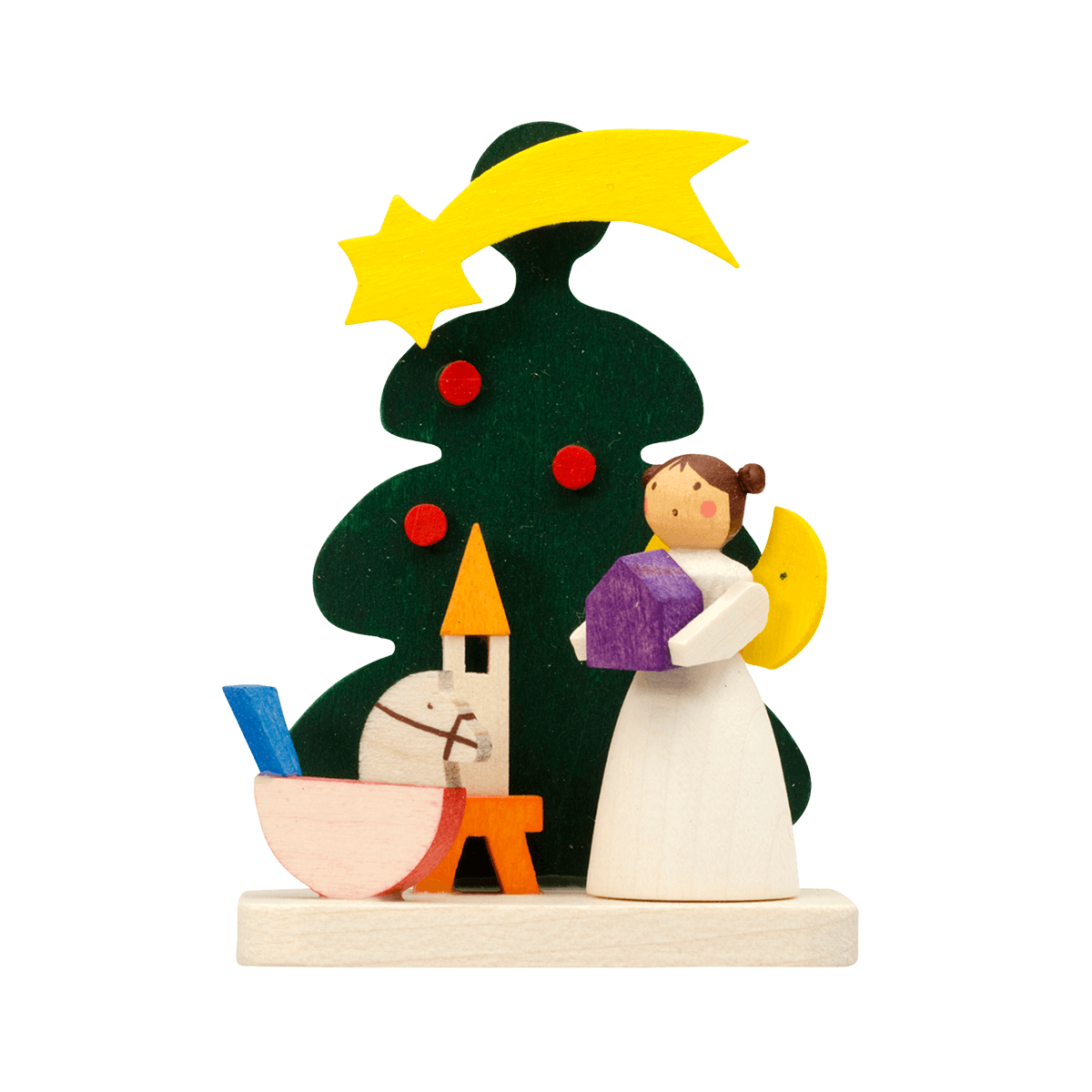 Green Tree with Angel Ornament by Graupner Holzminiaturen