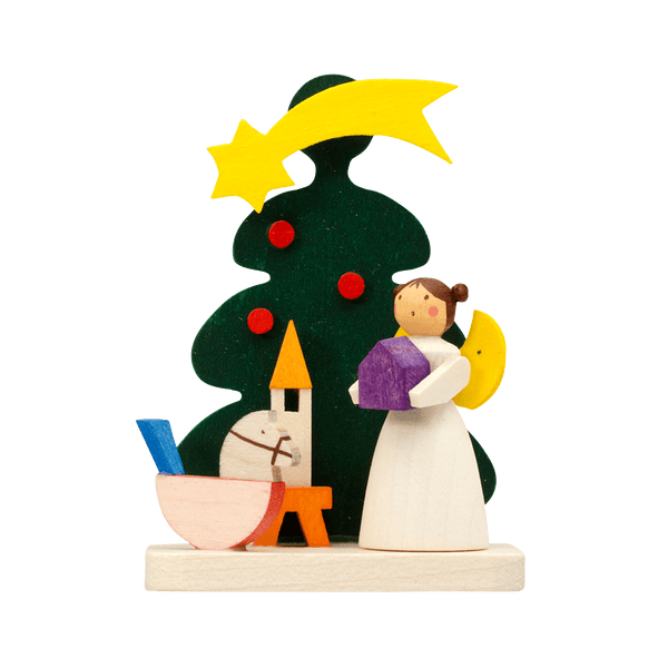 Green Tree with Angel Ornament by Graupner Holzminiaturen