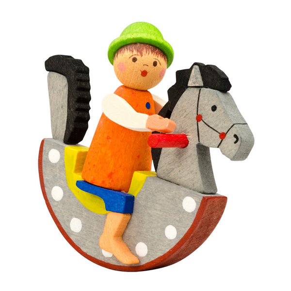Boy on Rocking Horse, grey by Graupner Holzminiaturen