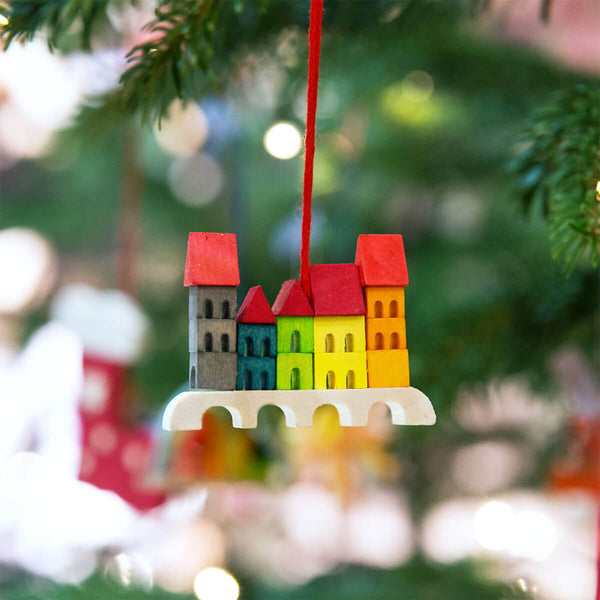 Houses and Bridge Ornament by Graupner Holzminiaturen