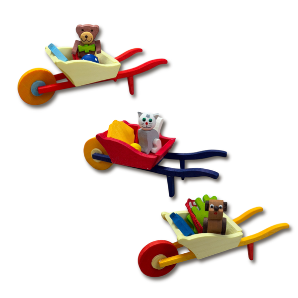 Wheelbarrow with animal Ornament by Graupner Holzminiaturen