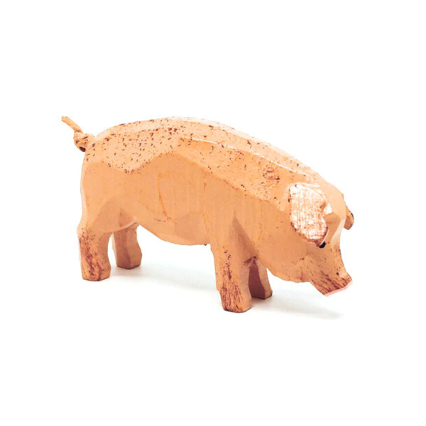 Pig, hand carved figure by Reifendrehwerk Christian Werner