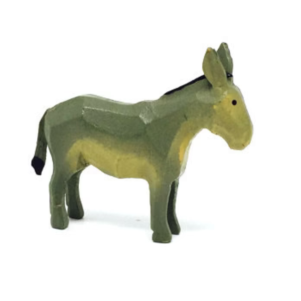 Donkey, hand carved figure, grey by Reifendrehwerk Christian Werner