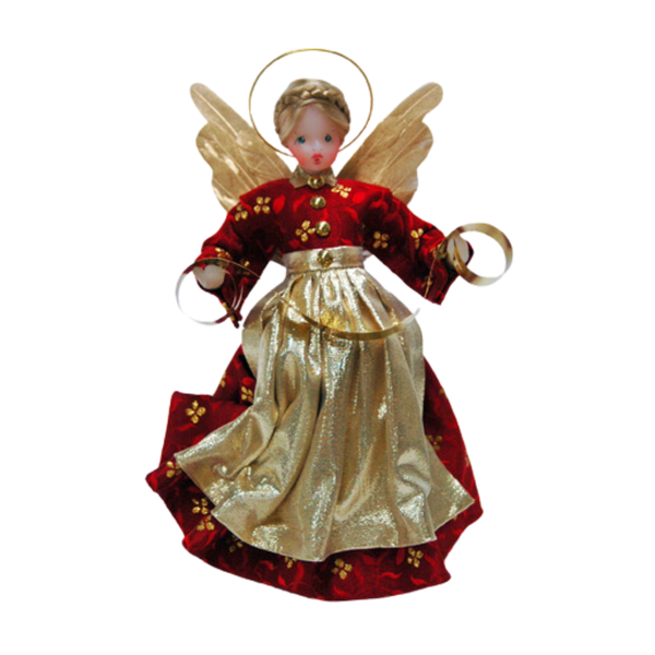 Small Wax Angel in Red Dress with Gold Apron by Margarete and Leonore Leidel in Iffeldorf