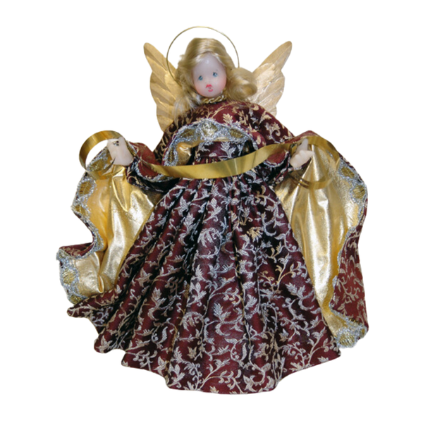 Wax Angel in Burgundy Brocade Dress by Margarete and Leonore Leidel in Iffeldorf