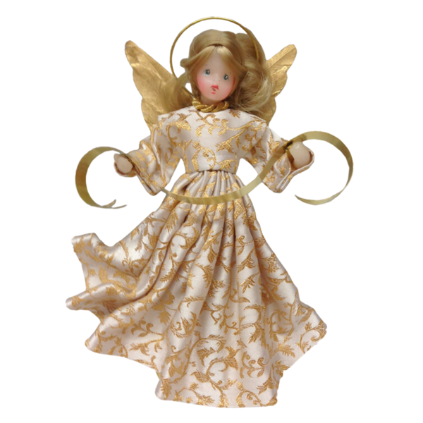 Small Wax Angel with Gold Brocade Dress by Margarete and Leonore Leidel in Iffeldorf