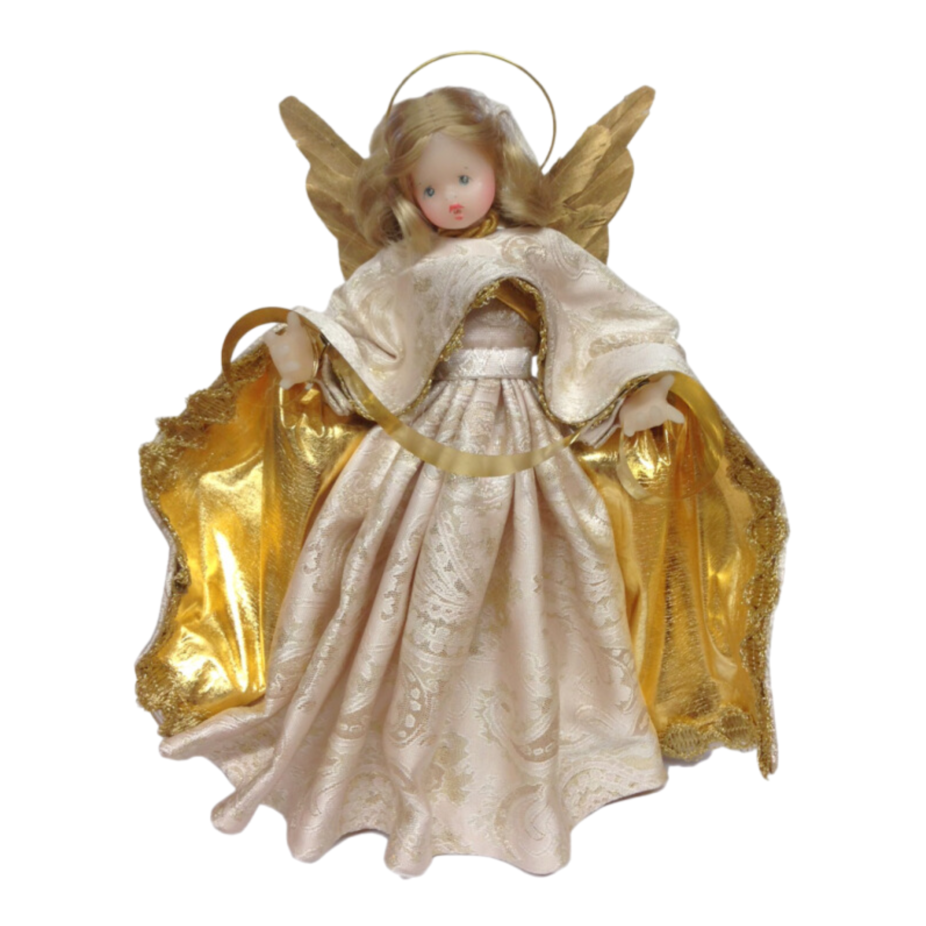 Wax Angel with Pink Brocade Dress by Margarete and Leonore Leidel in Iffeldorf